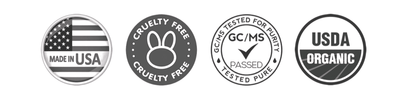 Made in USA, Cruelty Free, GC/MS Tested for Purity, USDA Organic certifications